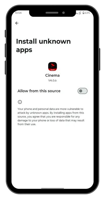 Cinema APK 14 Habilitar fontes desconhecidas